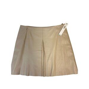 DKNYC Leather Mini Skirt Color Buff NWT $349 Size 10